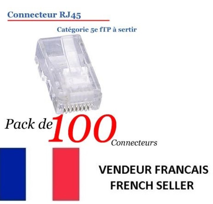 Packung mit 100 blatt kristall rj45 8p/8c crimp 8p8c stecker telefonnetz telefonie cat6 jr international - 2