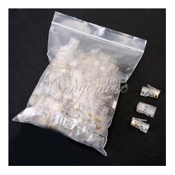 Paquete de 100 hojas de cristal rj45 8p/8c telefonía enchufe engarzado enchufe 8p8c red telefónica cat6 jr international - 3
