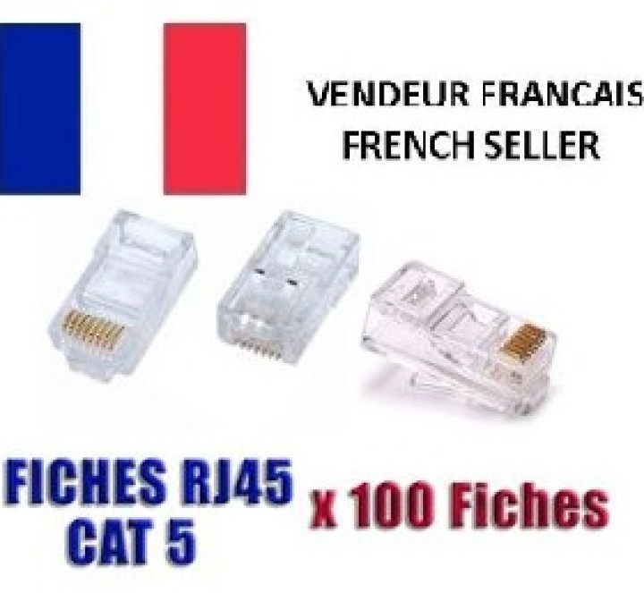 Pack of 100 sheets crystal rj45 8p/8c plug crimp 8p8c plug telephone network telephony cat6 jr international - 4