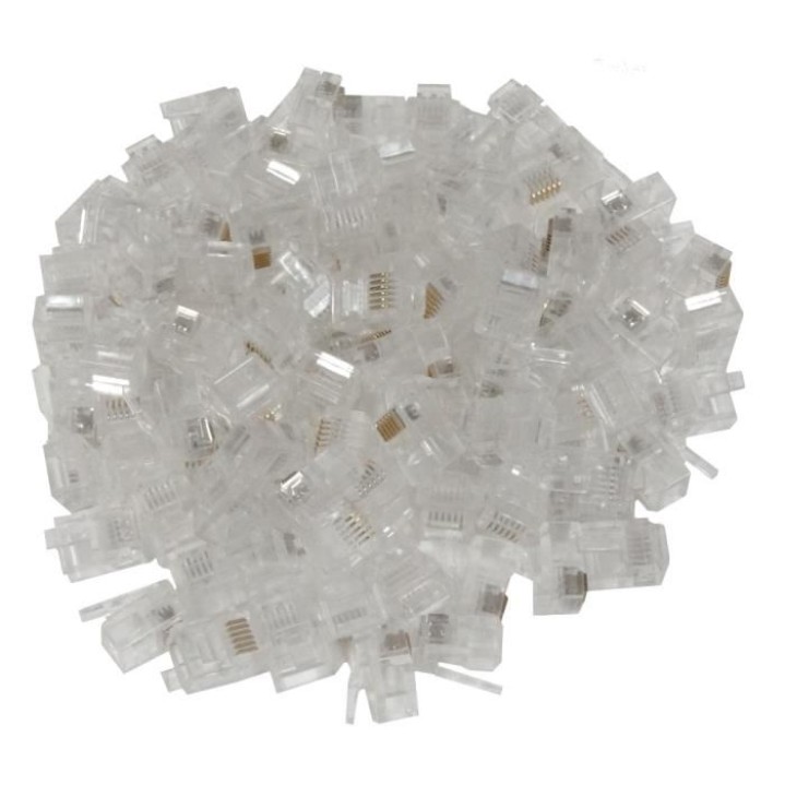 Paquete de 100 hojas de cristal rj45 8p/8c telefonía enchufe engarzado enchufe 8p8c red telefónica cat6 jr international - 5