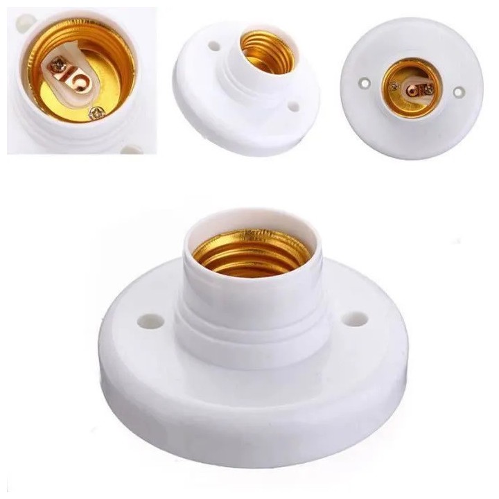 4 X Base di supporto portalampada e27 led 12v 24v 48v 220v 6a presa a muro illuminazione luce jr international - 3