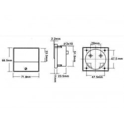 Analoges strompanelmeter 5a dc 70 x 60mm jr  international - 1
