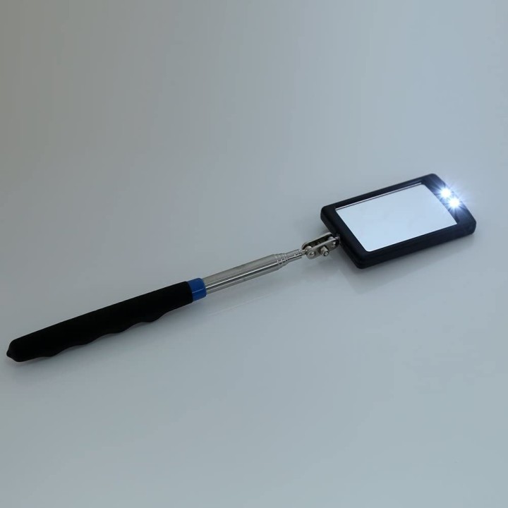 Espejo de inspección regulable de 8cm, abatible en cuatro niveles, endoscopio con 2 luces led debajo del coche.