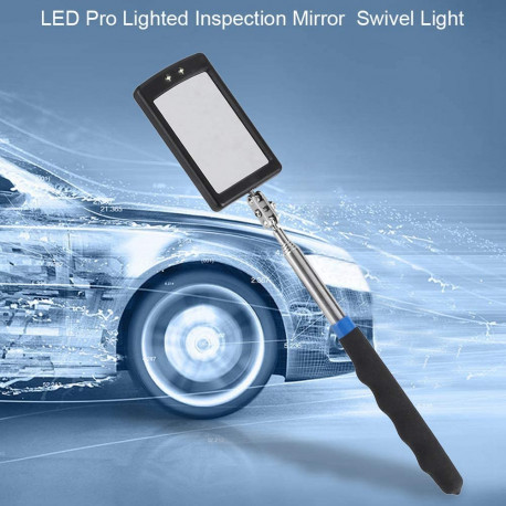 Espejo de inspección regulable de 8cm, abatible en cuatro niveles, endoscopio con 2 luces led debajo del coche.