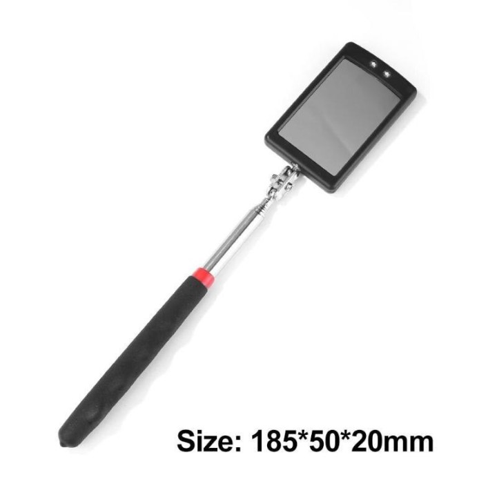 Specchio di ispezione regolabile da 8 cm, pieghevole su quattro livelli, endoscopio con 2 luci a led sotto l'auto.