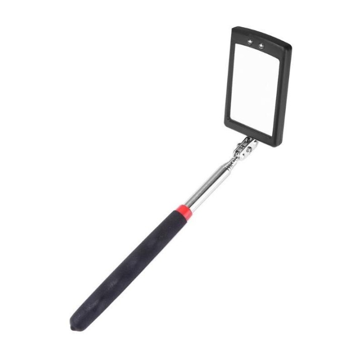 Specchio di ispezione regolabile da 8 cm, pieghevole su quattro livelli, endoscopio con 2 luci a led sotto l'auto.