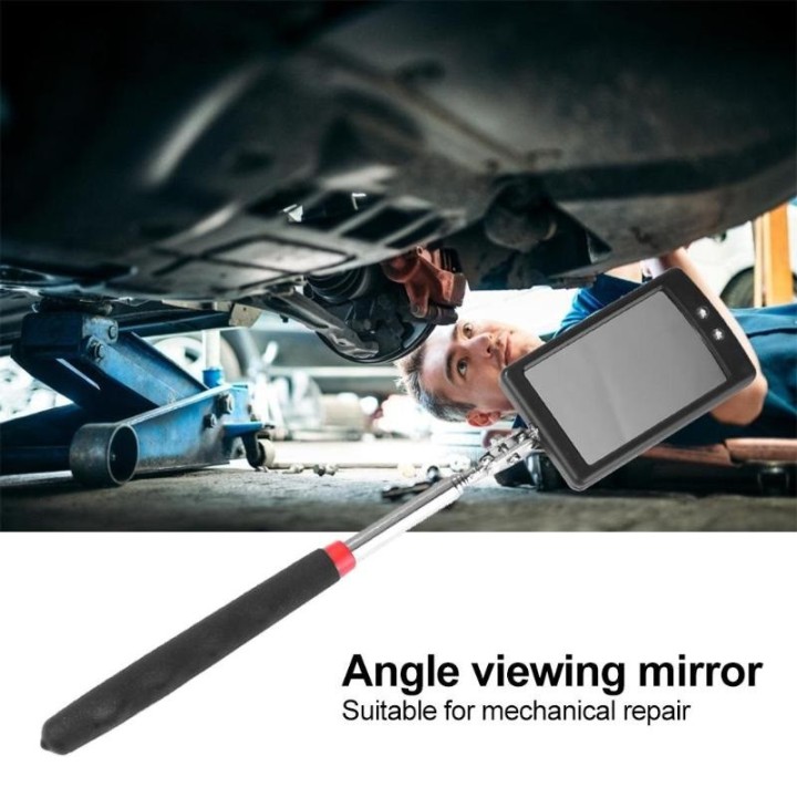 8 cm verstellbarer Inspektionsspiegel, in vier Ebenen zusammenklappbar, Endoskop mit 2 LED-Leuchten unter dem Auto.