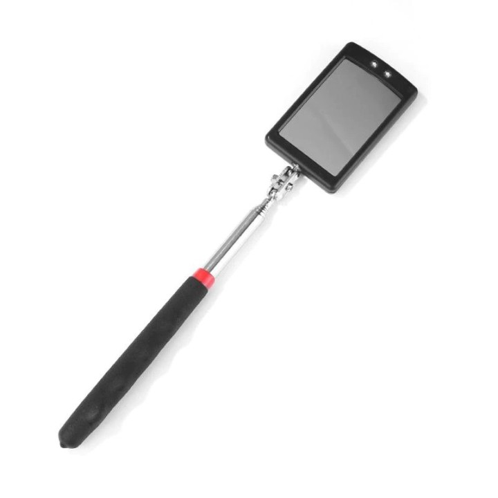 Specchio di ispezione regolabile da 8 cm, pieghevole su quattro livelli, endoscopio con 2 luci a led sotto l'auto.