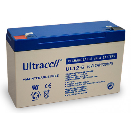 Batteria ricaricabile 6vcc 12ah batterie ricaricabili accumulatore accu accu piombo gel 12a 14 a pile ultracell - 1