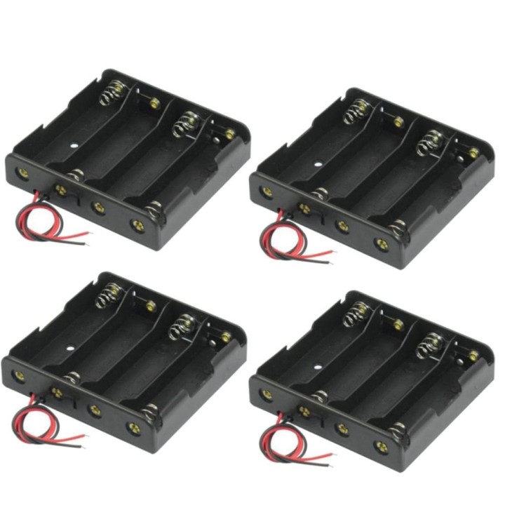 4 Nero 4 x 3.7V 18650 punta a forma appuntita Battery Holder Caso Conduttori piles44 - 15