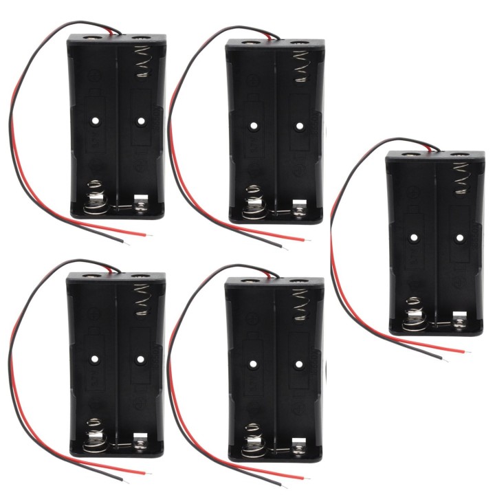5 x 3.7V cuadro titular Clip Caso Negro Con Alambre para 2 18650 jr  international - 12