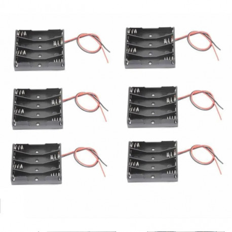 6 Negro 4 x 3.7V 18650 puntiagudas caso Holder Cables de alambre Tip batería jr  international - 14