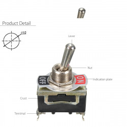 Interruptor basculante impermeable 15A 250V SPST 2 pines 2 terminales ON / OFF para coche barco