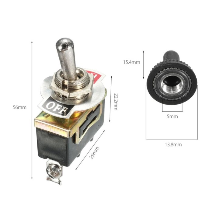 Interruptor basculante impermeable 15A 250V SPST 2 pines 2 terminales ON / OFF para coche barco