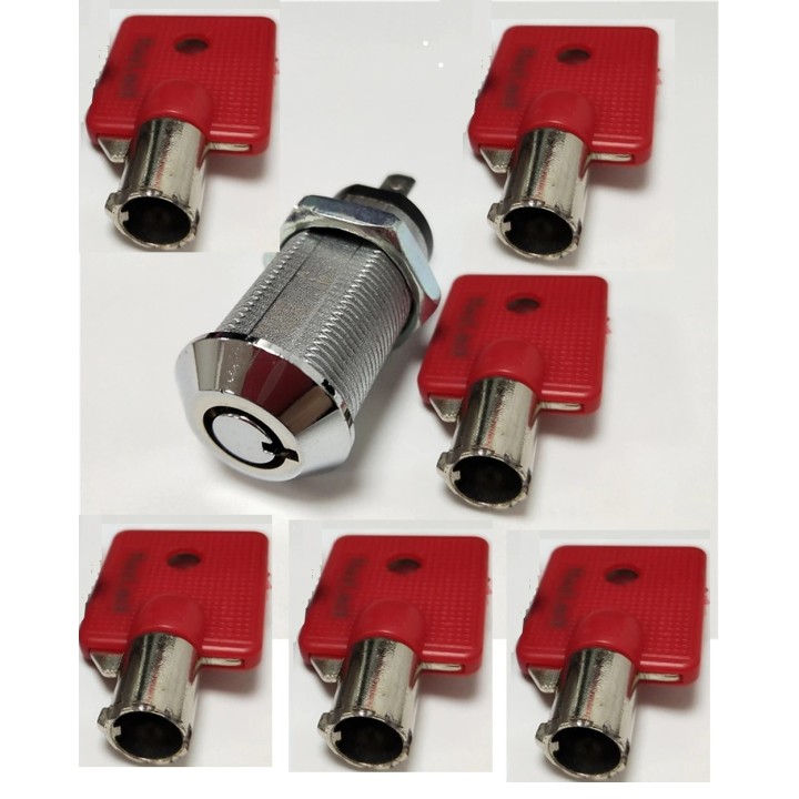 Serrure electrique 2 plots 1 sortie 6 clefs rondes code identique interrupteur marche arret commutateur
