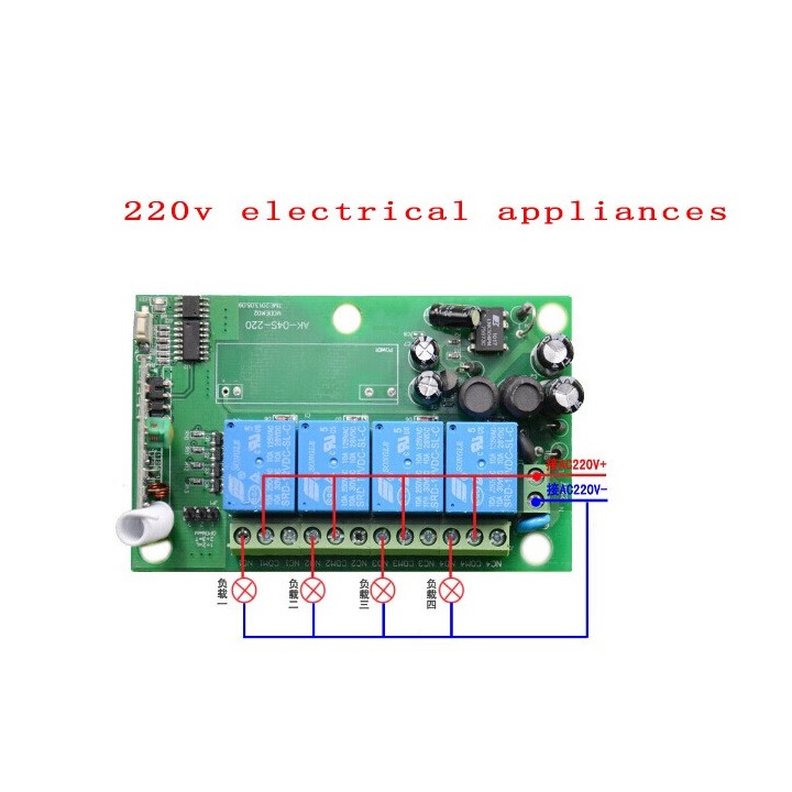 Télécommande Sans Fil AC 220 V 4CH 4 CH Système CommutateurLumière Commutateur Relais Module Récepteur Radio Émetteur 433Mhz