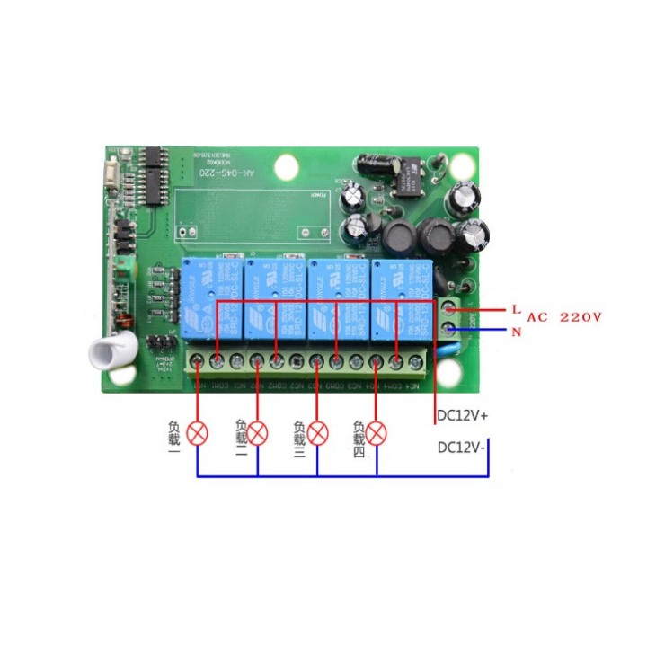 Télécommande Sans Fil AC 220 V 4CH 4 CH Système CommutateurLumière Commutateur Relais Module Récepteur Radio Émetteur 433Mhz