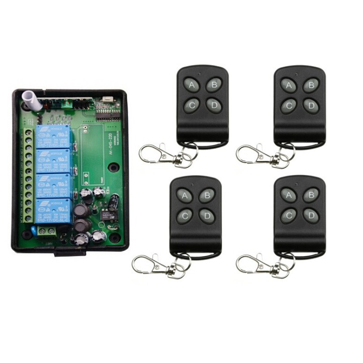 Télécommande Sans Fil AC 220 V 4CH 4 CH Système CommutateurLumière Commutateur Relais Module Récepteur Radio Émetteur 433Mhz