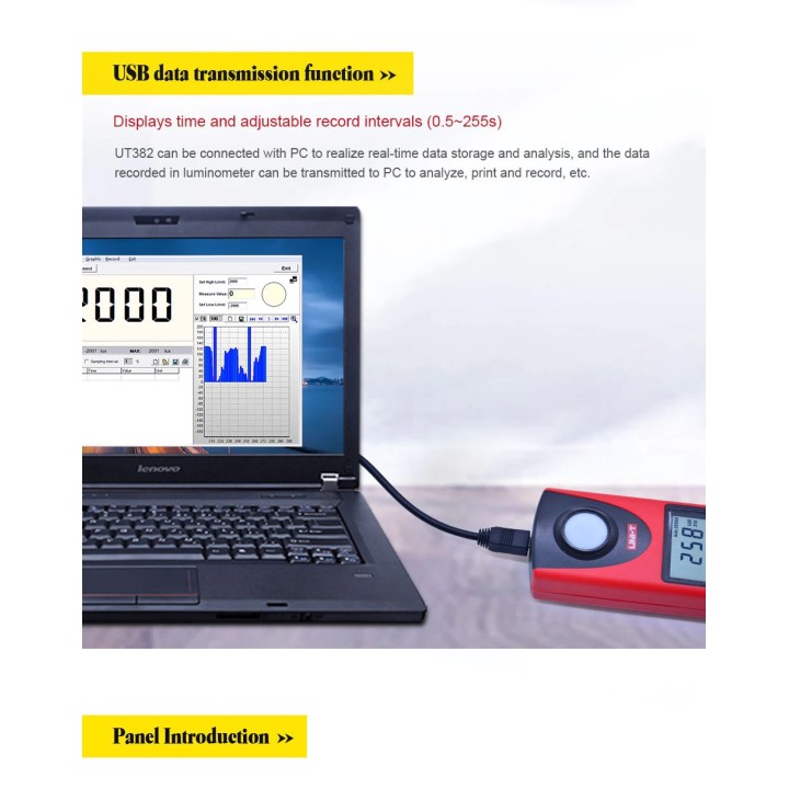 Lux meters UT382 UNI-T Illuminance measurement / data logging, professional industrial