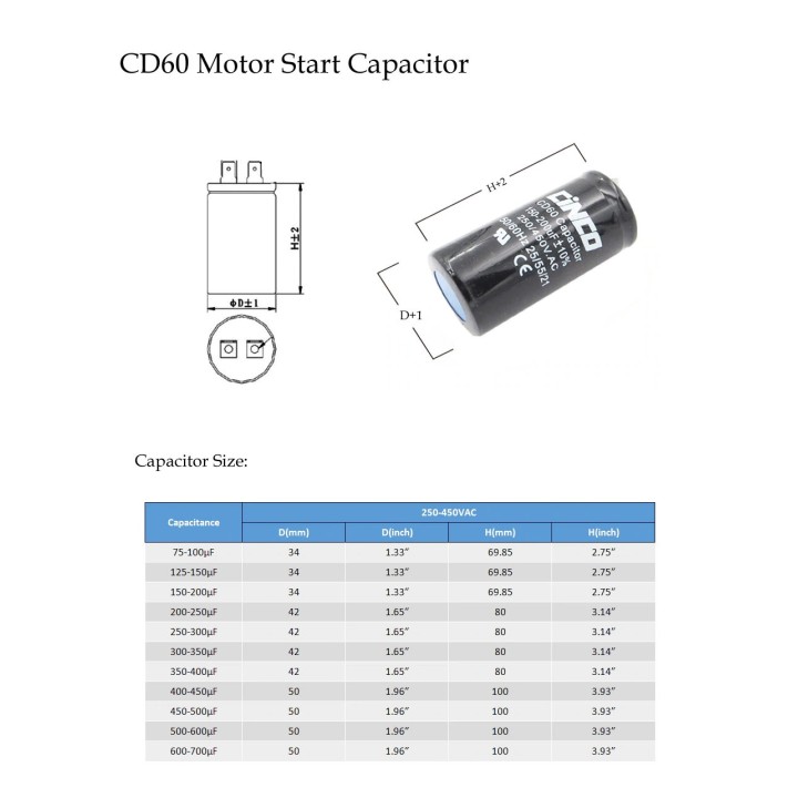 Condensateur 200mf 200 mf micro farad 250uF 250v 300v 400v 450v condo climatiseur 200uf 250uf cd60