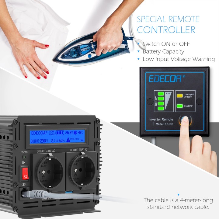 Convertisseur de tension 2000w 2500w 3000w 3500w 4000w crete 24v 220v 230v
