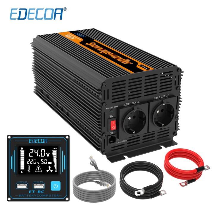 Inverter a onda sinusoidale modificata 3000W 6000w dc 24v AC 220v 230v, off grid con telecomando lcd, porte USB