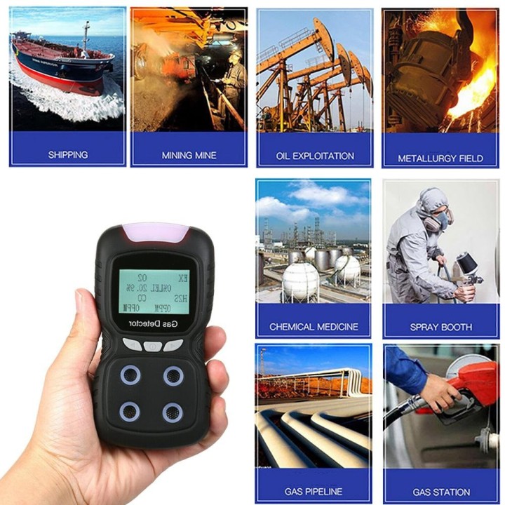LCD gas detector 4 in 1 carbon monoxide analyzer EX / O2 / H2S / CO