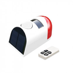 Luz de alarma solar con detector de movimiento, alarma de sonido solar y  luz con control remoto, luz de sirena de seguridad de sonido de 120 dB, luz