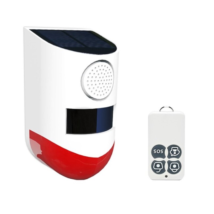 Sirene solaire exterieure etanche avec detecteur de presence et batterie