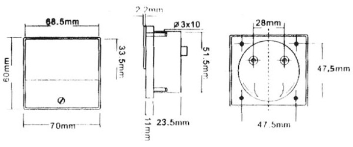 Amperometro analogico pannello 100?a cc 70 x 60 millimetri aim70100u jr  international - 1