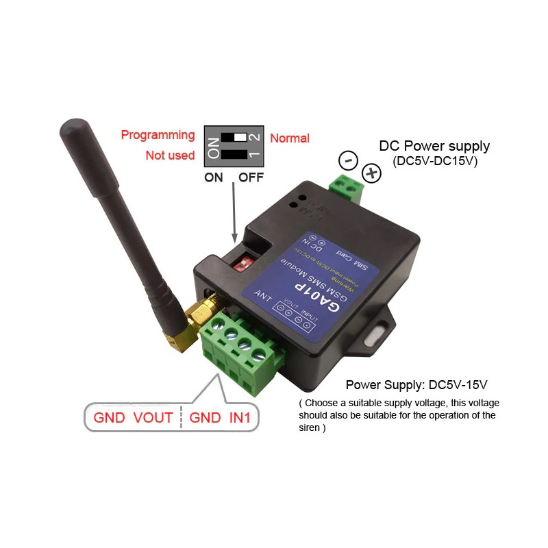 Hopcd 1 Canale Sistema di Allarme gsm GA01P gsm Mini Smart Remote Power Failure Alert SMS Call Alarm Security per Interruttore Magnetico Porta sensore a infrarossi
