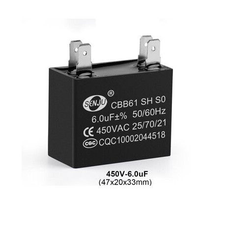 CBB61 Metallisierte Kondensator für Motor Start-up Deckenventilator 500VAC 6uF 6mf