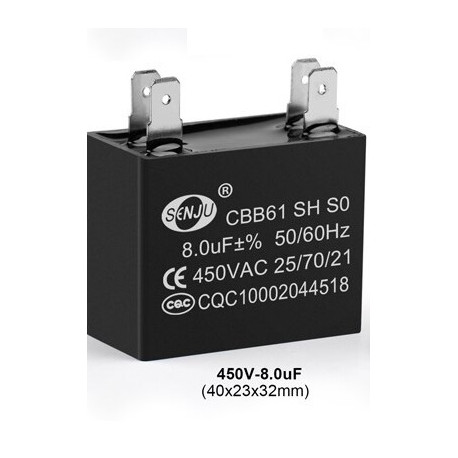 CBB61 Metallisierte Kondensator für Motor Start-up Deckenventilator 500VAC 8uF 8mf