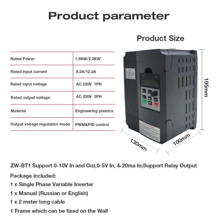 convertisseur de fréquence 50hz 60hz variateur moteur de 0 ~ 650Hz 220v 1500W 3 phases wk-9000