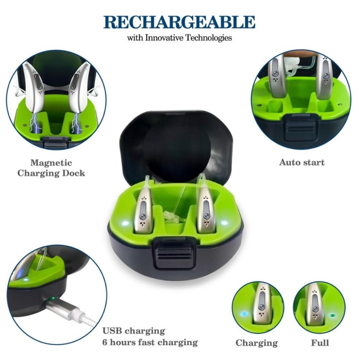 1 Amplificador Audífono digital Audífono Bluetooth recargable de 20 canales