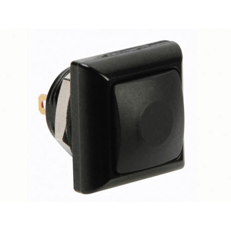 Mini pulsador metálico cuadrado con capuchón negro velleman - 1