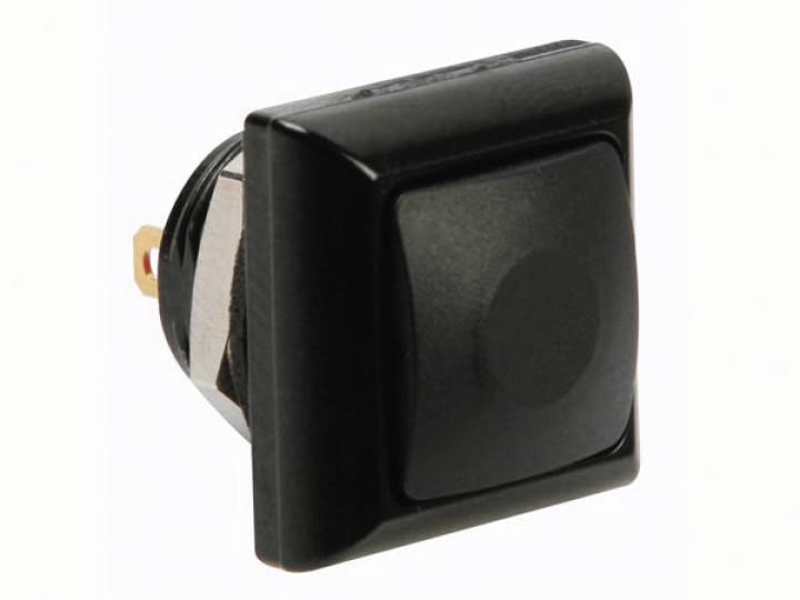 Pulsante di metallo con tappo quadrato nero 1p spst off (on) r1397 velleman - 1