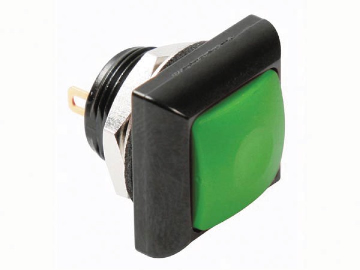 Metallo pulsante quadrato con tappo verde 1p spst off (on) r1397g jr  international - 1