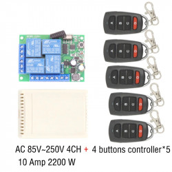 AC 220V 4CH interruptor de control 4 remoto inalámbrico Módulo de relé Interruptor de luz inalámbrico receptor 433 mhz