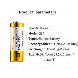 Piles 23A 12V A23 12 Volts Alkaline Batterie A23S MN21/23 L1028 V23GA LRV08  8LR932,Lot of 10, sans Mercure, Haute Performance [3 Ans Garantie] :  : High-Tech