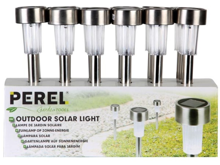 Lámpara solar para jardín con poste de acero inoxidable expositor de 24 uds velleman - 2