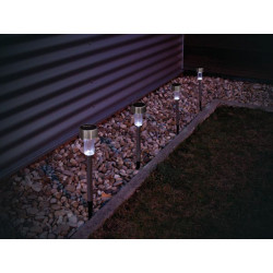 Lampada a 24 led luce solare da giardino illuminazione tubo csol04d 37 centimetri in acciaio inox palo di base velleman - 3