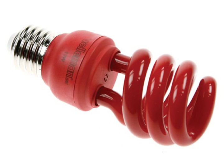 Mini bombilla de bajo consumo espiral t3 15w 240v e27 rojo velleman - 1