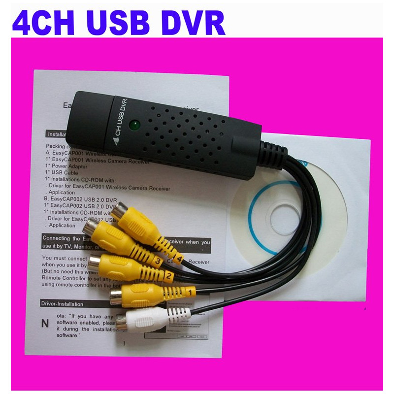Easycap 4 Channel DVR CCTV Camera Audio Video Adapter Recorder 