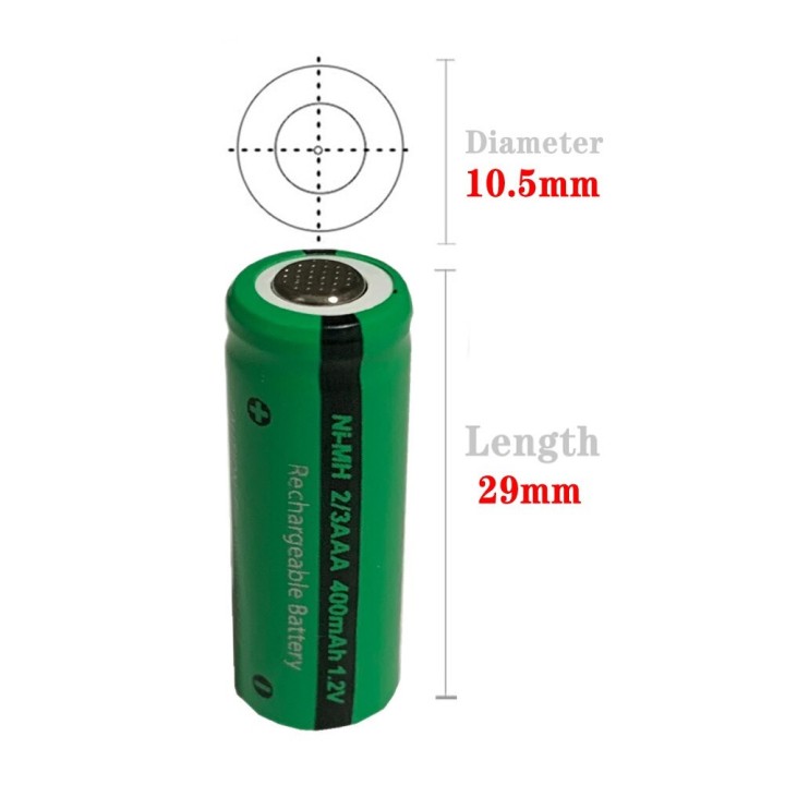 Batteria ricaricabile da 1.2V 2 / 3AAA batteria 400mah 2/3 AAA ni-mh nimh con spinotto per rasoio elettrico
