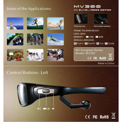 Cámara espía gafas de sol embarquée 3 mega píxeles mp3 4gb espía gafas de sol escuchando mv300 boutique moderne - 2