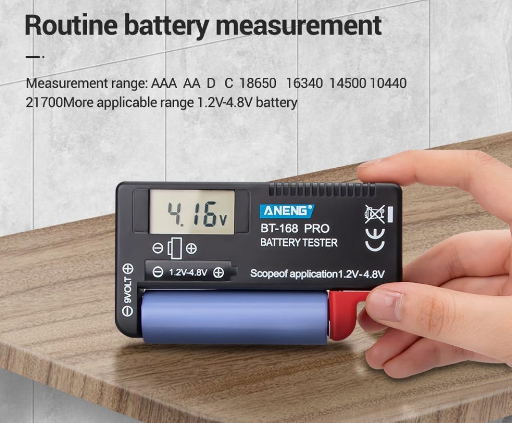 Universal Digital Battery Capacity Tester BT-168D Checkered Charge Indicador de Bateria Test BT168D