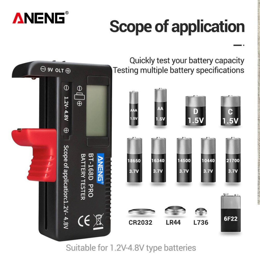 Universal Digital Battery Capacity Tester BT-168D Checkered Charge Indicador de Bateria Test BT168D
