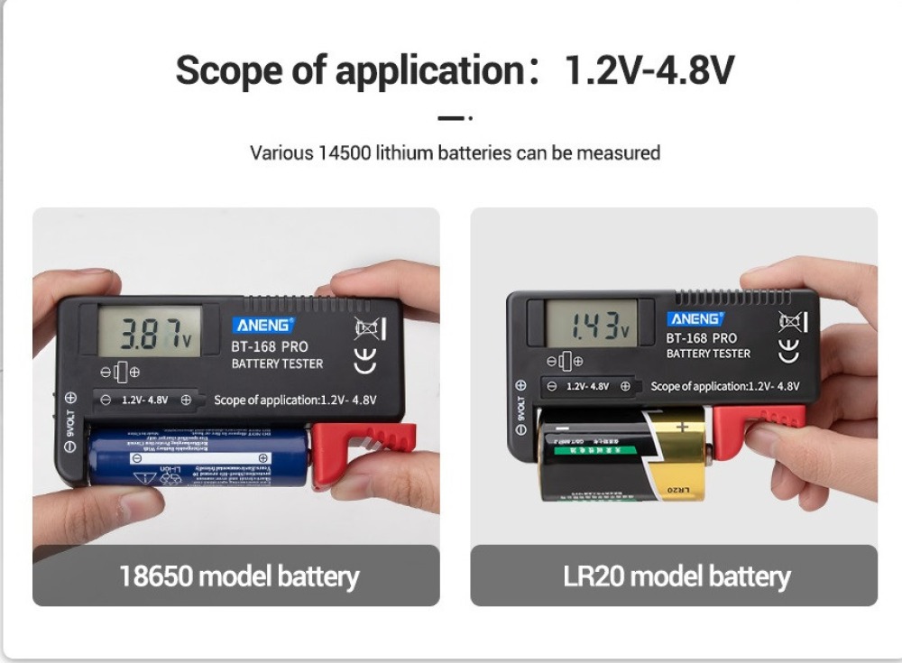 Universal Digital Battery Capacity Tester BT-168D Checkered Charge Indicador de Bateria Test BT168D