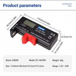 Probador de capacidad de batería digital universal BT-168D Indicador de carga a cuadros de batería Diy Prueba BT168D